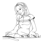 Dibujo para colorear Dibujo De Mujer Dj Para Pintar Y Colorear A Una Chica Disk Jockey Mezclando Musica Con Discos De Acetato