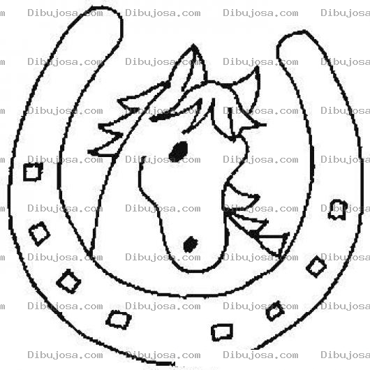 Dibujo para colorear Dibujo De Caballo Y Herradura De La Suerta Para Colorear