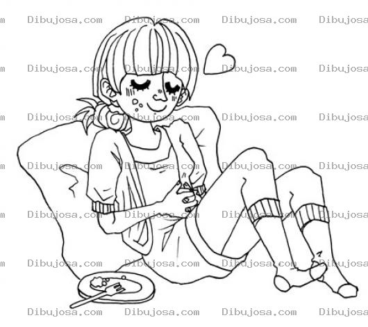 Dibujo para colorear Dibujo De Muchacha Enamorada En Su Cama Para Pintar Y Colorear