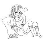 Dibujo para colorear Dibujo De Muchacha Enamorada En Su Cama Para Pintar Y Colorear
