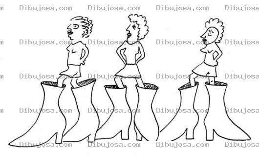 Dibujo para colorear Dibujo De Mujeres Con Botas Gigantes Para Pintar Y Colorear Mujeres Patudas