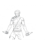 Dibujo para colorear Dibujo De Hombre Atletico Con Tres Botellas Para Pintar Y Colorear