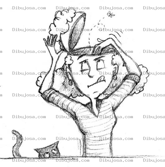 Dibujo para colorear Mujerpensando Dibujo De Mujer Buscando Ideas En Su Cabeza Para Pintar Y Colorear