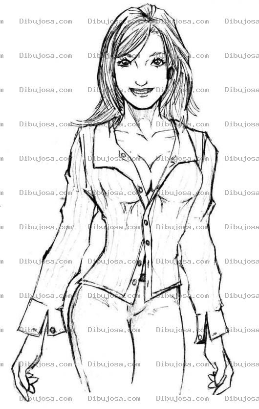 Dibujo para colorear Dibujo De Mujer Con Blusa Escotada Para Pintar Y Colorear