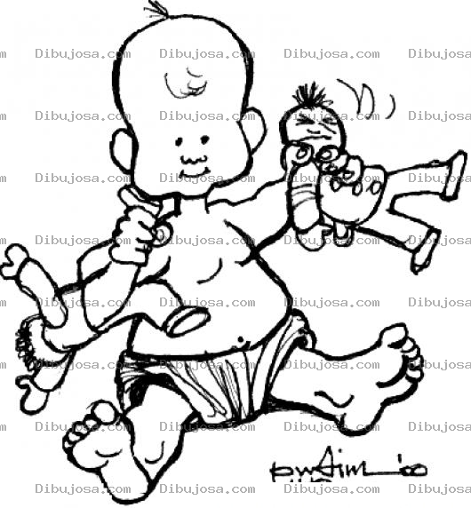 Dibujo para colorear Dibujo De Bebe Jugando Para Pintar Y Colorear