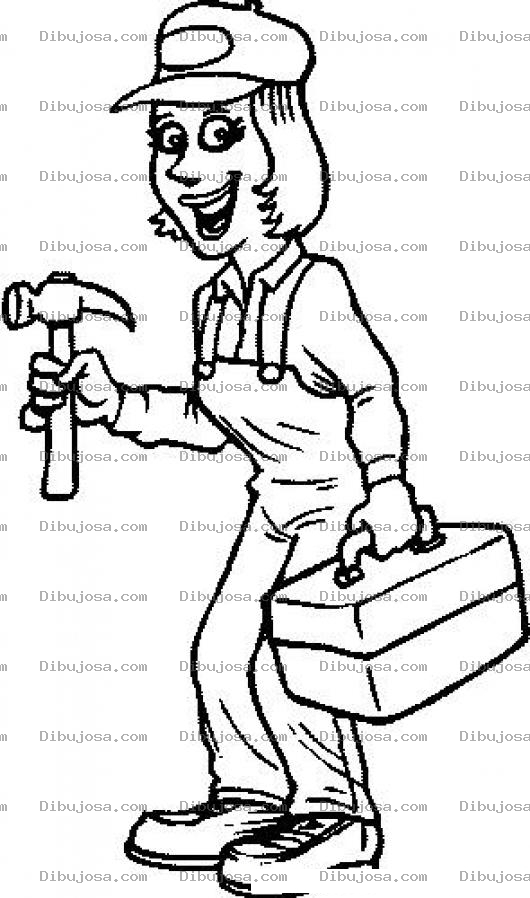 Dibujo para colorear Dibujo De Mujer Carpintero Para Pintar Y Colorear