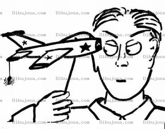 Dibujo para colorear Dibujo De Hombre Jugando Con Un Avion Para Colorear