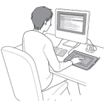 Dibujo para colorear Dibujo De Disenador Trabajando En Una Computadora Mac De Escritorio Para Pintar Y Colorear