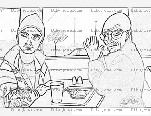Dibujo para colorear Dibujo De Hijo Y Papa Desayunando En Una Cafeteri Para Coloreara