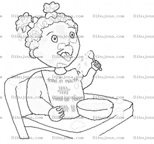 Dibujo para colorear Bebitanegrita Dibujo De Bebe Negrita Comiendo En Mesa De Bebes Para Pintar Y Colorear