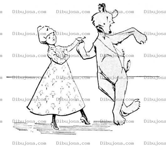 Dibujo para colorear Dibujo De Un Oso Bailando Con Una Mujer Para Pintar Y Colorear