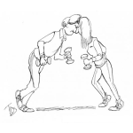 Dibujo para colorear Pareja De Esposos Peleando En El Gimnasio Para Pintar Y Colorear