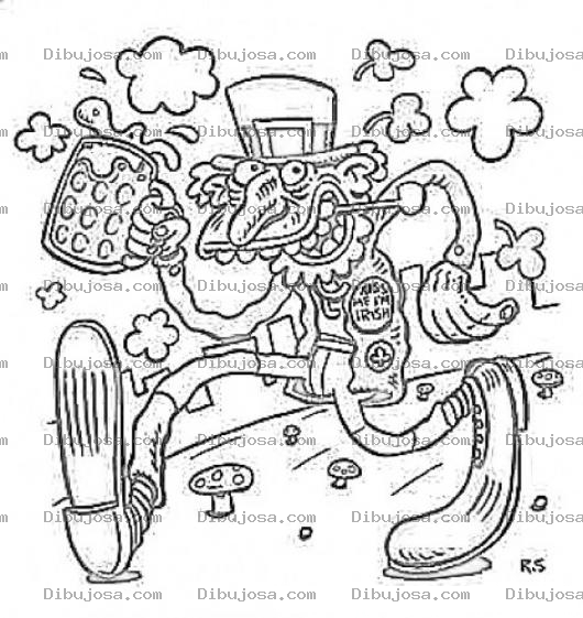 Dibujo para colorear Dibujo De Un Viejo Irlandes Caminando Con Un Tarro De Cerveza Para Pintar Y Colorear