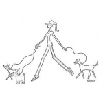 Dibujo para colorear Dibujo De Mujer Paseando Perros Para Pintar Y Colorear