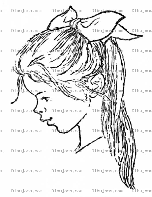 Dibujo para colorear Dibujo De Una Nina De Perfil Con Una Mona En El Pelo Para Colorear