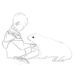 Dibujo para colorear Dibujo De Nino Con Foca Para Pintar Y Colorear