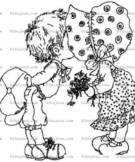 Dibujo para colorear Beso De Precious Moments Para Pintar Y Colorear