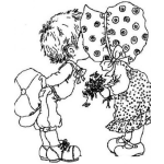 Dibujo para colorear Beso De Precious Moments Para Pintar Y Colorear