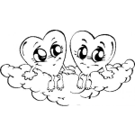Dibujo para colorear Dibujo De 2 Corazones Sentados En Una Nube Para Pintar Y Colorear