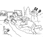 Dibujo para colorear Dibujo De Santaclaus Tropezando Y Botando Los Regalos De Navidad Para Pintar Y Colorear A Santa Claus