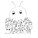 Dibujo para colorear Dibujo De Muchas Hormigas Con La Hormiga Reina Para Pintar Y Coloreear Enjambre De Hormigas