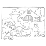 Dibujo para colorear Dibujo De Granja De Animalitos Para Pintar Y Colorear Granjero Con Gallina Pollitos Gatos Conejos Ovejas Perros Cerdos Vacas Y Caballos