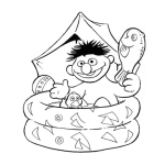 Dibujo para colorear Dibujo De Personaje De Plaza Sesamo En Piscina Inflable Para Colorear