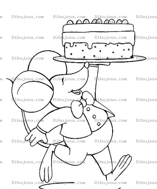 Dibujo para colorear Dibujo De Raton Con Pastel De Frambuesa Para Pintar Y Colorear