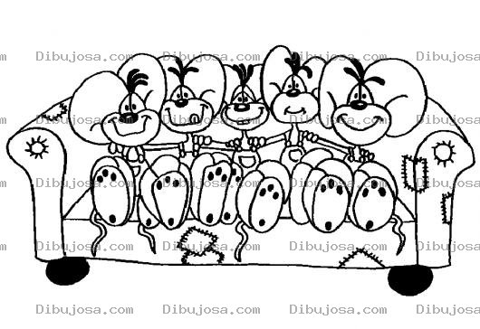 Dibujo para colorear Dibujo De 5 Ratones Sentados En Un Sofa Para Pintar Y Colorear
