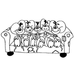 Dibujo para colorear Dibujo De 5 Ratones Sentados En Un Sofa Para Pintar Y Colorear