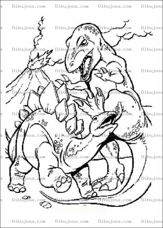 Dibujo para colorear Dinosaurios Peleando