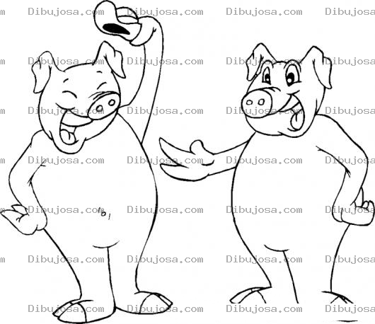 Dibujo para colorear Saludo De Cerdos Para Pintar Y Colorear