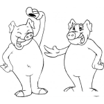 Dibujo para colorear Saludo De Cerdos Para Pintar Y Colorear