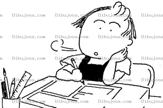 Dibujo para colorear Dibujo De Nina En Examenes De La Escuela Para Pintar Y Colorear