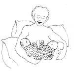 Dibujo para colorear Dibujo De Mama Con Gemelos Para Pintar Y Colorear Mujer Amamantando A Dos Bebes