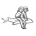 Dibujo para colorear Dibujo De Pareja Volando Sobre Un Avion Para Pintar Y Colorear