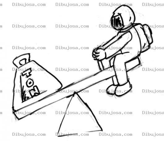 Dibujo para colorear Dibujo De Astronauta Jugando Subibaja Con Peso De Una Tonelada Para Pintar Y Colorear