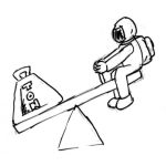 Dibujo para colorear Dibujo De Astronauta Jugando Subibaja Con Peso De Una Tonelada Para Pintar Y Colorear