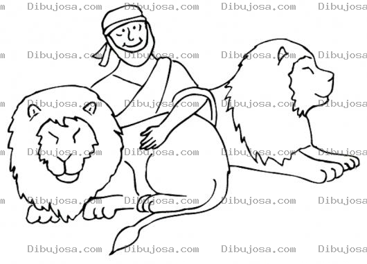 Dibujo para colorear Dibujo Cristiano De David Con Los Leones Para Pintar Y Colorear