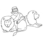 Dibujo para colorear Dibujo Cristiano De David Con Los Leones Para Pintar Y Colorear
