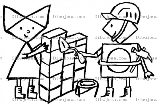 Dibujo para colorear Construyendo Una Pared Para Pintar Y Colorear