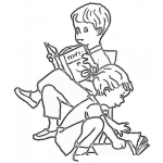 Dibujo para colorear Dibujo De Ninos Leyendo Libros Para Pintar Y Colorear Ninos Lectores