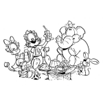 Dibujo para colorear Dibujo De Animales Compartiendo En Un Picnic Para Pintar Y Colorear