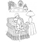 Dibujo para colorear Dibujo De Mama Leyendo Un Libro De Cuentos Con Su Hijo Para Pintar Y Colorear