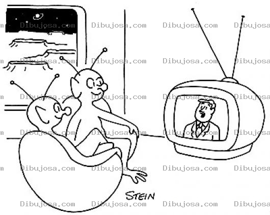 Dibujo para colorear Dibujo De Extraterrestres Viendo Television Para Pintar Y Colorear