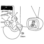 Dibujo para colorear Dibujo De Extraterrestres Viendo Television Para Pintar Y Colorear