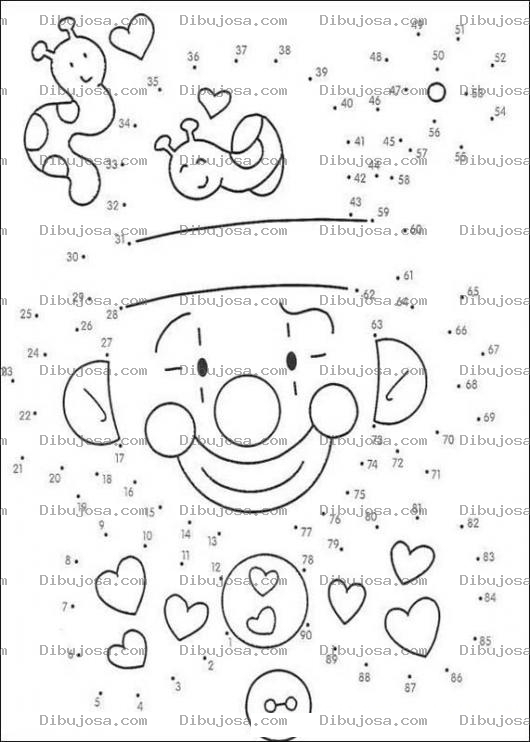 Dibujo para colorear Conecta los puntos y dibuja al payaso