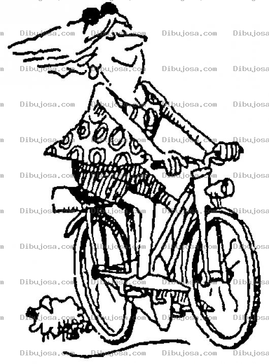Dibujo para colorear Dibujo De Mujer En Bicicleta Para Colorear