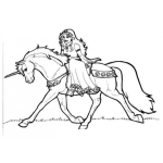 Dibujo para colorear Princesa En Unicornio Para Colorear