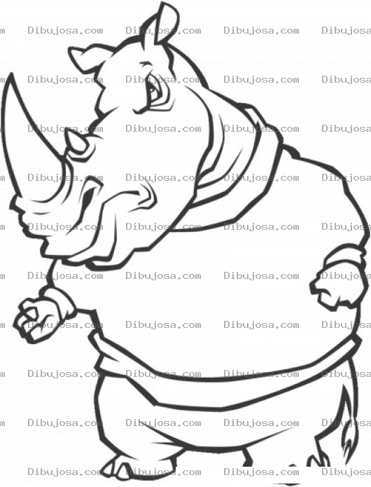 Dibujo para colorear Rinoceronte Con Sueter Para Pintar Y Colorear Rinoceronte Con Ropa